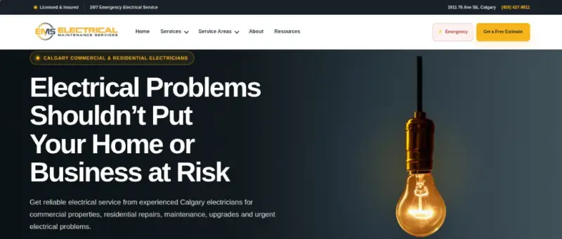 EMS Electrical Maintenance website screenshot