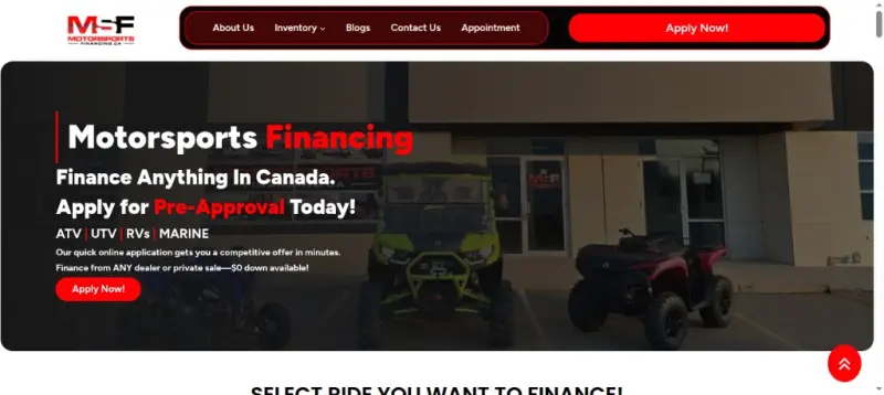 Motorsports Financing website screenshot