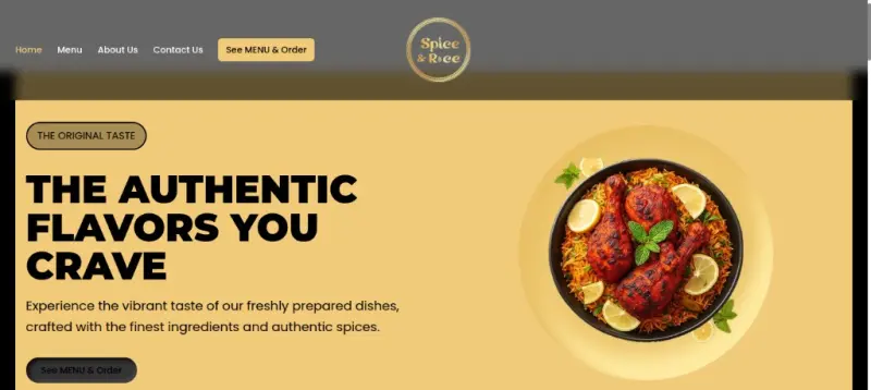 Spice & Rice website screenshot